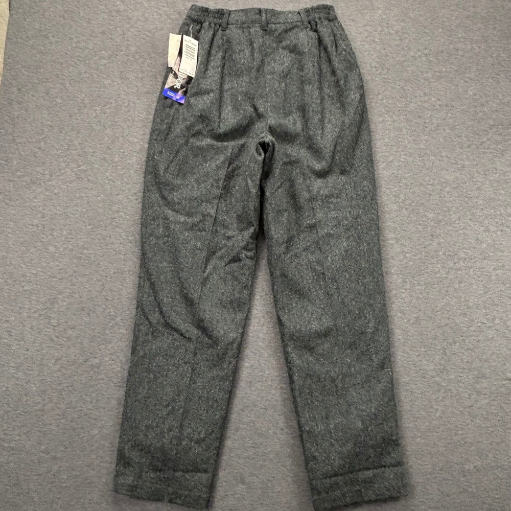 Sag Harbor Pants Womens 10 Wool Blend Pleated Cuffed Charcoal Lined Trousers NEW - Picture 9 of 16